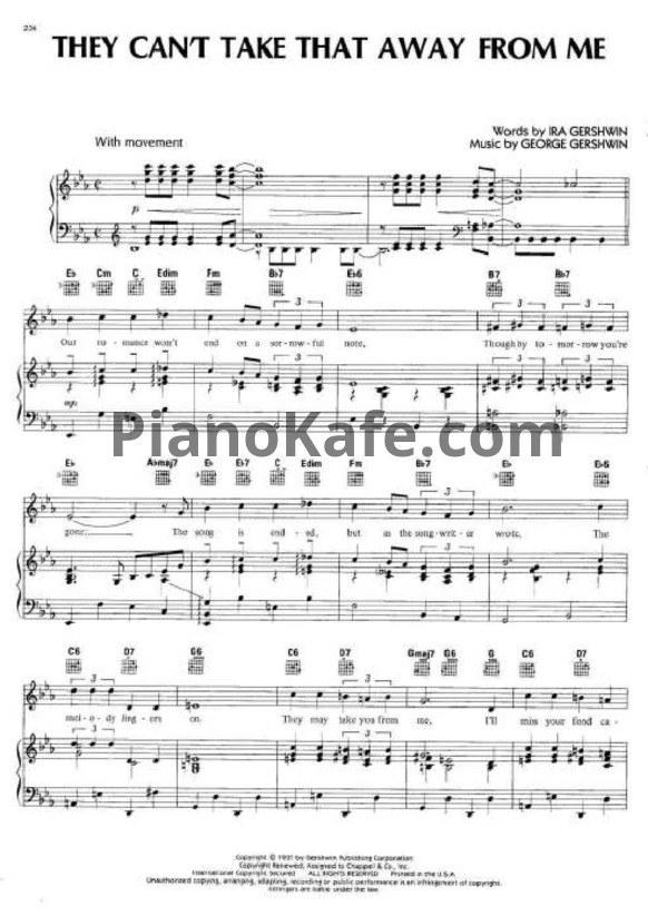 Ноты George Gershwin - They can't take that away from me - PianoKafe.com