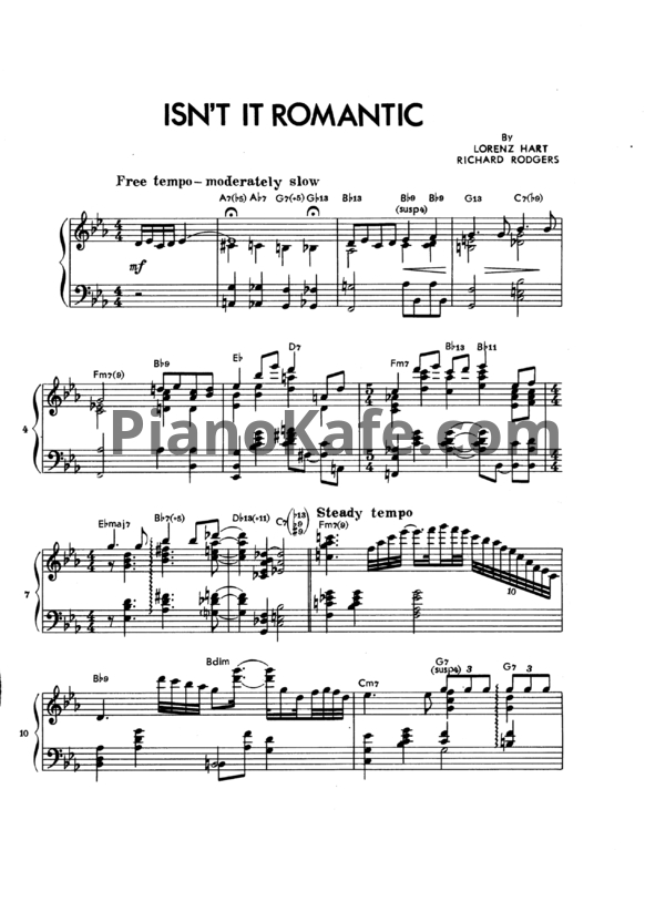 Ноты Richard Rodgers - Isn't it romantic - PianoKafe.com