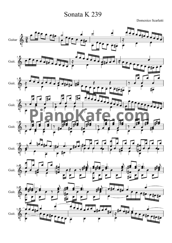 Ноты Д. Скарлатти - Соната K239 - PianoKafe.com