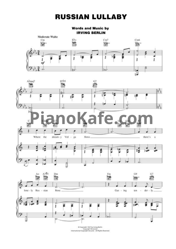 Ноты Irving Berlin - Russian lullaby - PianoKafe.com