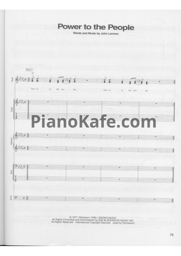 Ноты John Lennon - Power to the people (Партитура) - PianoKafe.com