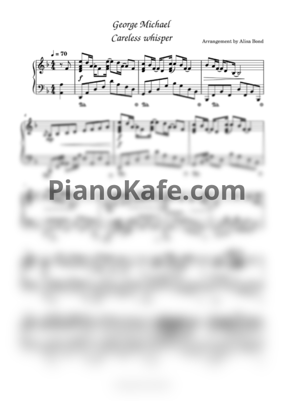 Ноты George Michael - Careless whisper (Arrangement by Alisa Bond) - PianoKafe.com