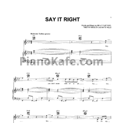 Ноты Nelly Furtado - Say it right - предпросмотр