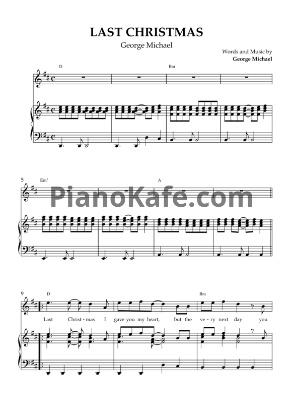 Ноты George Michael - Last Christmas (Версия 2) - PianoKafe.com