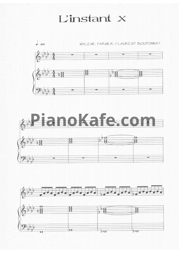Ноты Mylene Farmer - L’Instant X - PianoKafe.com