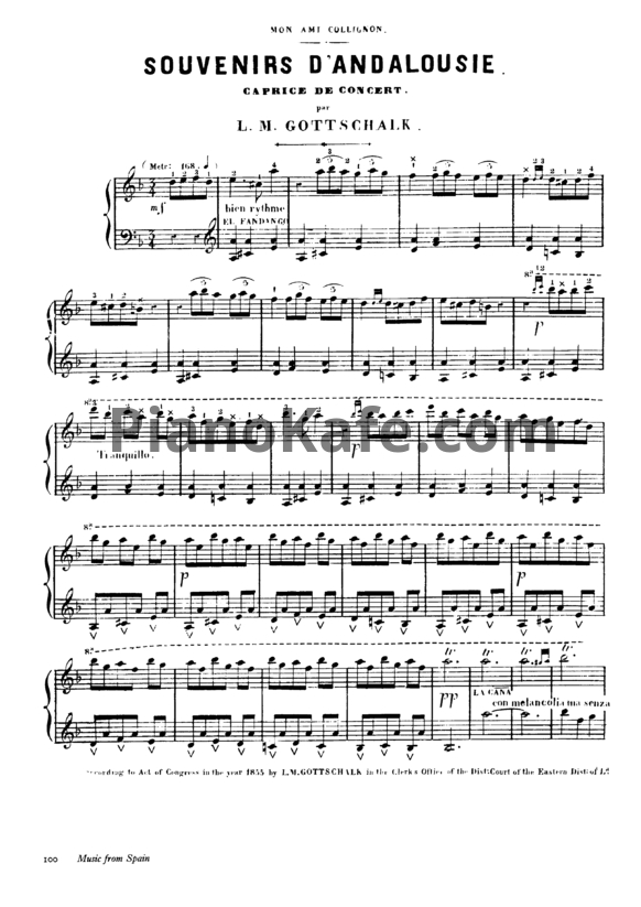 Ноты Луи Моро Готшалк - Souvenirs d'Andalousie (Op. 22) - PianoKafe.com