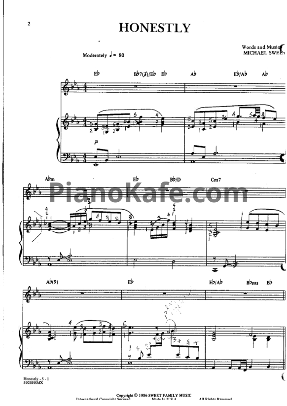 Ноты Stryper -  Honestly - PianoKafe.com