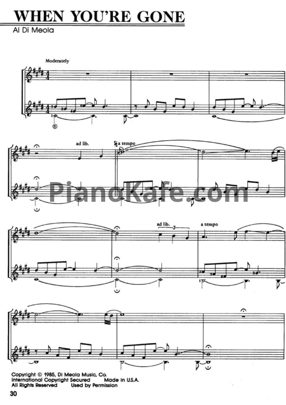 Ноты Al Di Meola - When you're gone - PianoKafe.com
