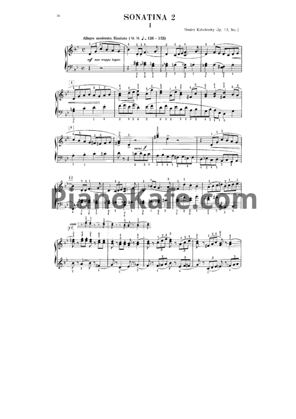 Ноты Дмитрий Кабалевский - Сонатина №2 (Op. 13 №2) - PianoKafe.com