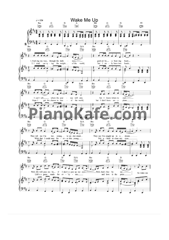 Ноты Avicii - Wake me up - PianoKafe.com