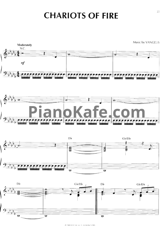 Ноты Vangelis - Chariots of fire - PianoKafe.com