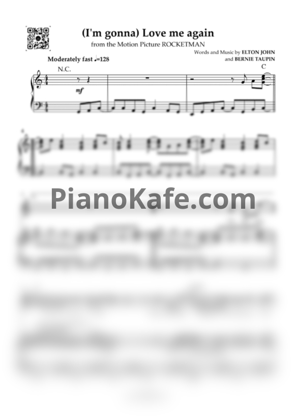 Ноты Elton John, Taron Egerto - (I'm gonna) Love me again - PianoKafe.com
