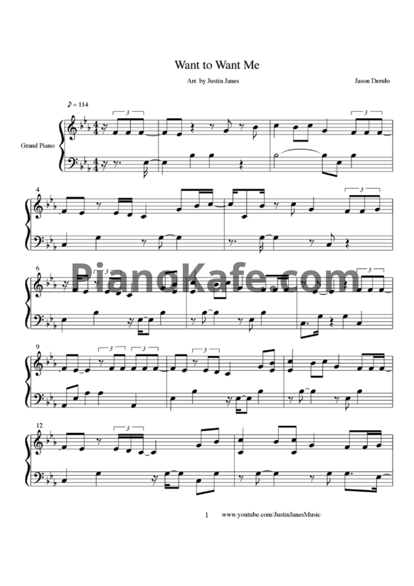 Ноты Jason Derulo - Want to want me - PianoKafe.com