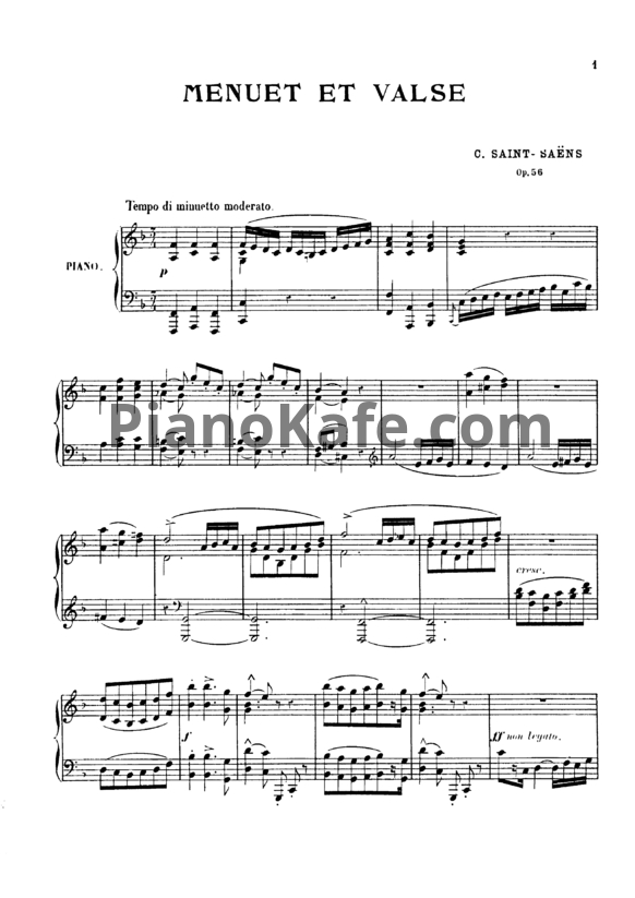 Ноты Камиль Сен-Санс - Менуэт и вальс (Op. 56) - PianoKafe.com