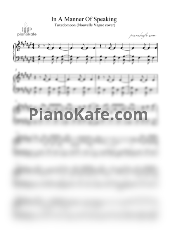 Ноты Tuxedomoon - In a manner of speaking - PianoKafe.com