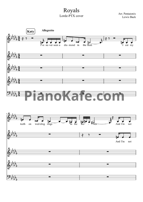 Ноты Pentatonix - Royals - PianoKafe.com