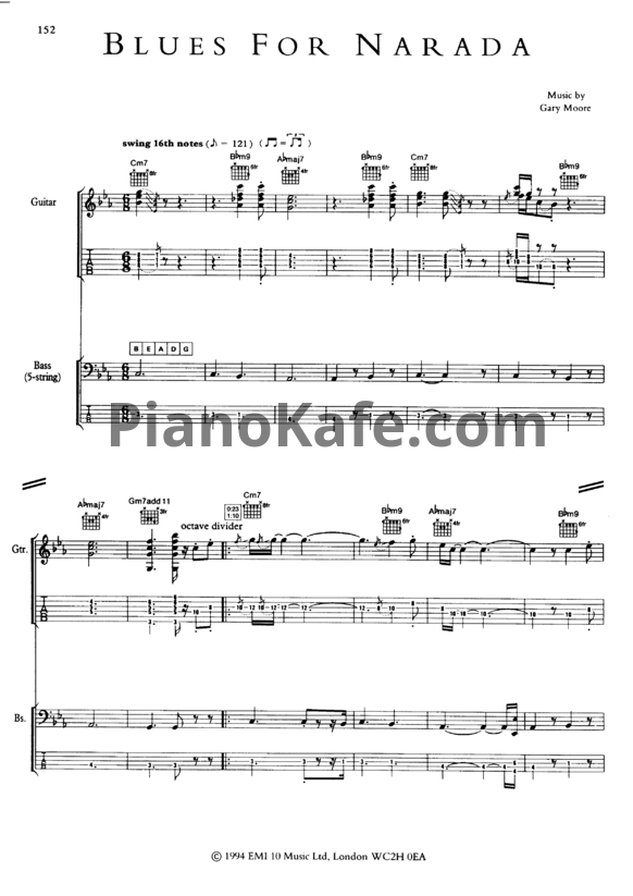 Ноты Gary Moore - Blues for Narada (Guitar, Bass) - PianoKafe.com