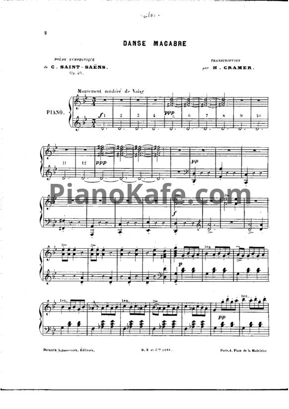 Ноты Камиль Сен-Санс - Пляски смерти (Op. 40) - PianoKafe.com