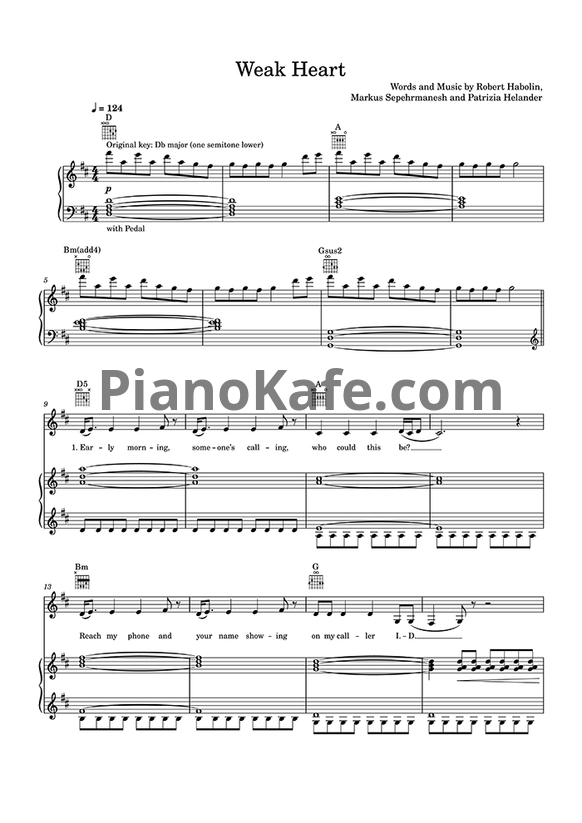 Ноты Zara Larsson - Weak Heart - PianoKafe.com