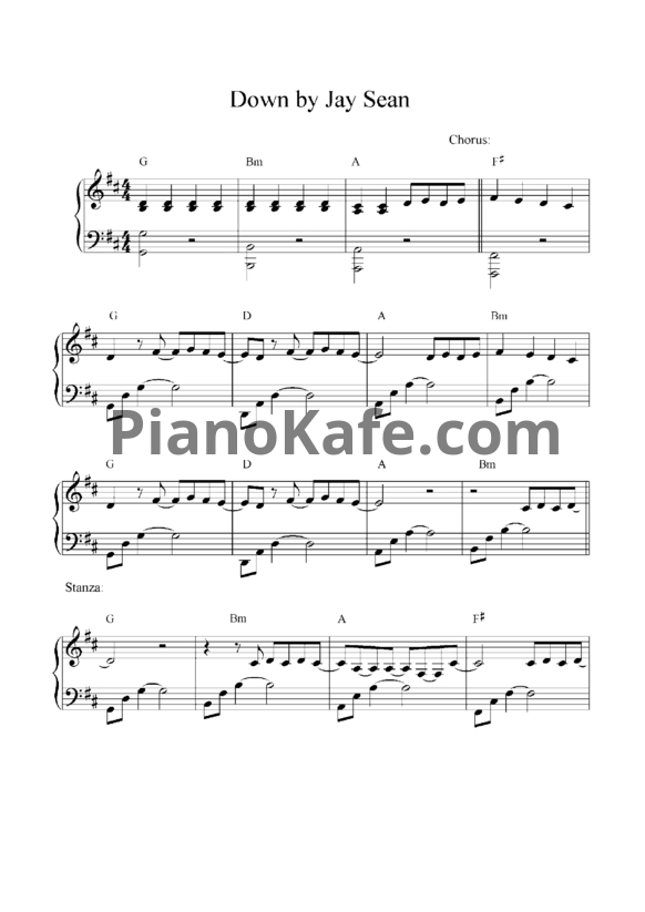 Ноты Jay Sean - Down - PianoKafe.com