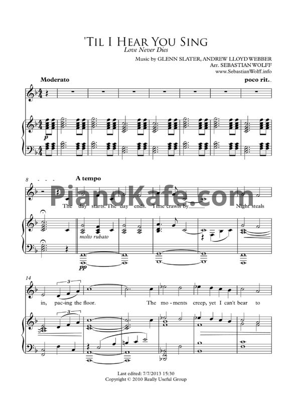 Ноты Andrew Lloyd Webber - 'Til I hear you sing - PianoKafe.com
