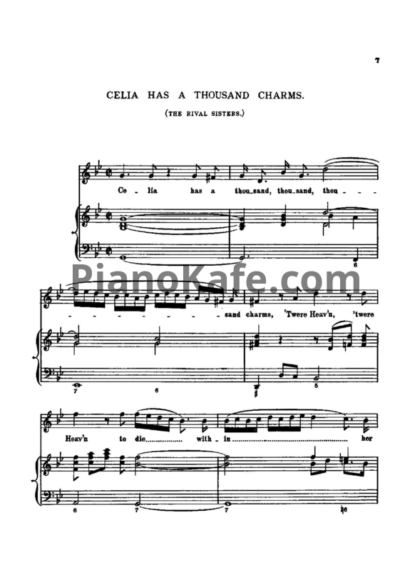 Ноты Генри Пёрселл - Celia has a thousand charms - PianoKafe.com