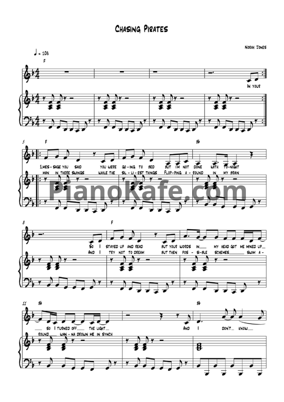 Ноты Norah Jones - Chasing pirates - PianoKafe.com