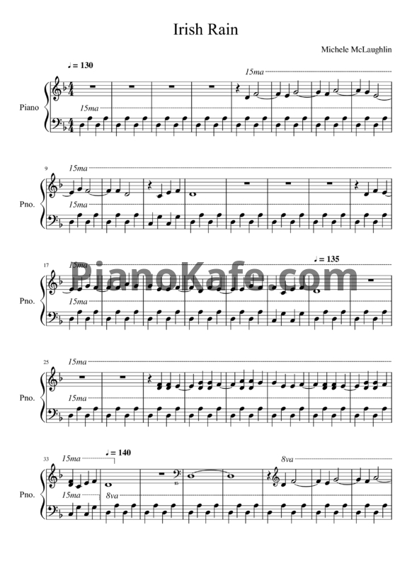 Ноты Michele Mclaughlin - Irish rain - PianoKafe.com
