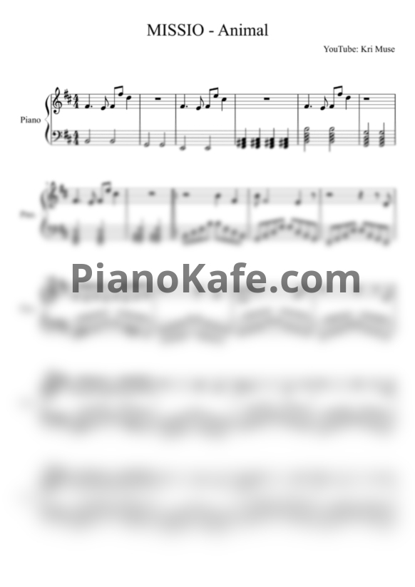 Ноты MISSIO - Animal - PianoKafe.com