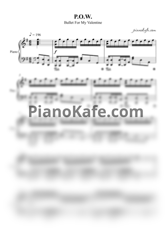 Ноты Bullet For My Valentine - P.O.W. - PianoKafe.com