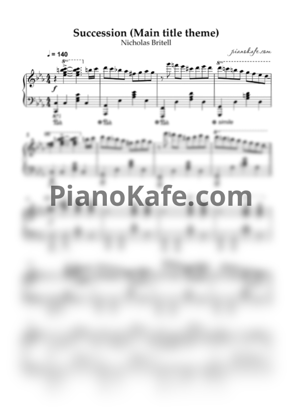 Ноты Nicholas Britell - Succession (Main title theme) - PianoKafe.com