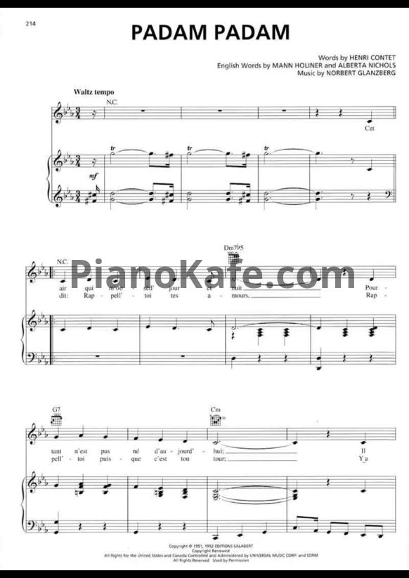 Ноты Ш. Дюмон - Padam, Padam (Версия 2) - PianoKafe.com