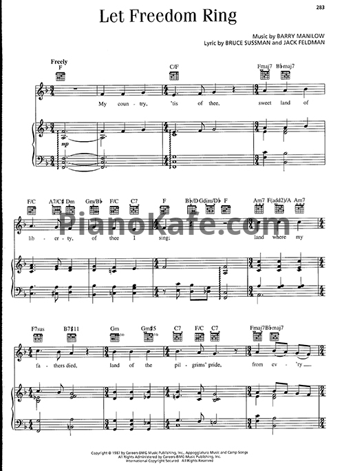 Ноты Barry Manilow - Let freedom ring - PianoKafe.com