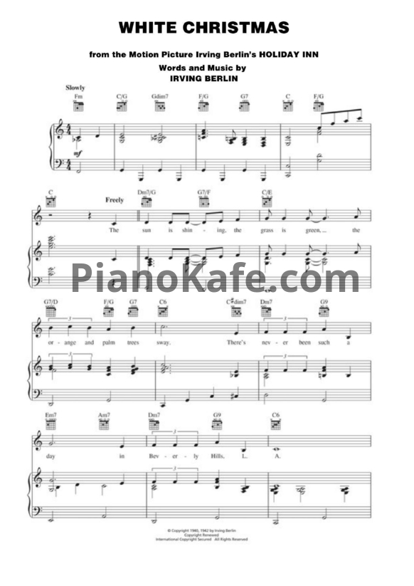 Ноты Irving Berlin - White Christmas - PianoKafe.com