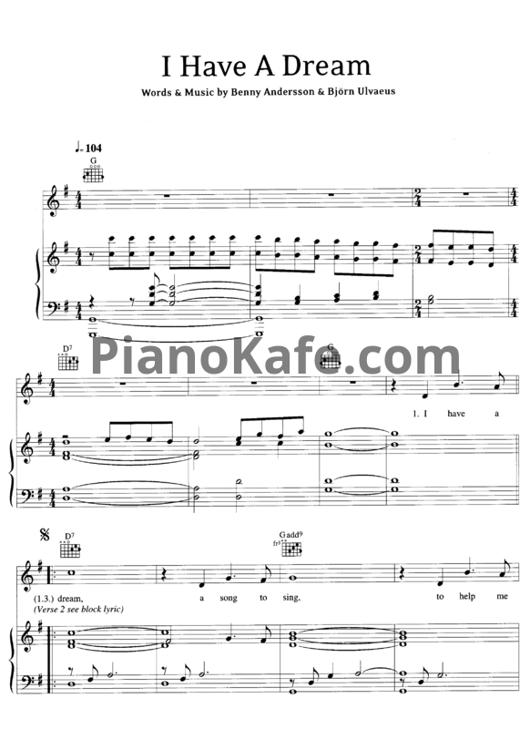Ноты Westlife - I have a dream - PianoKafe.com