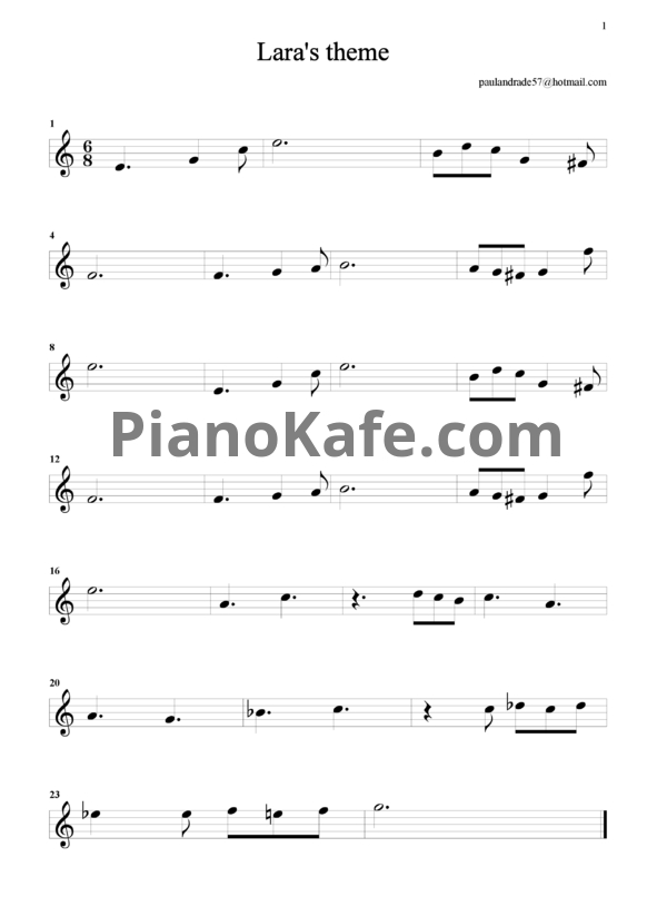 Ноты Paul Mauriat - Lara's theme - PianoKafe.com