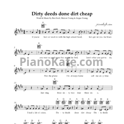 Ноты AC/DC - Dirty deeds done dirt cheap  (Вокальная партия) - предпросмотр