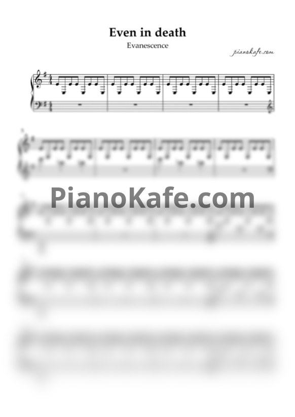 Ноты Evanescence - Even in death - PianoKafe.com