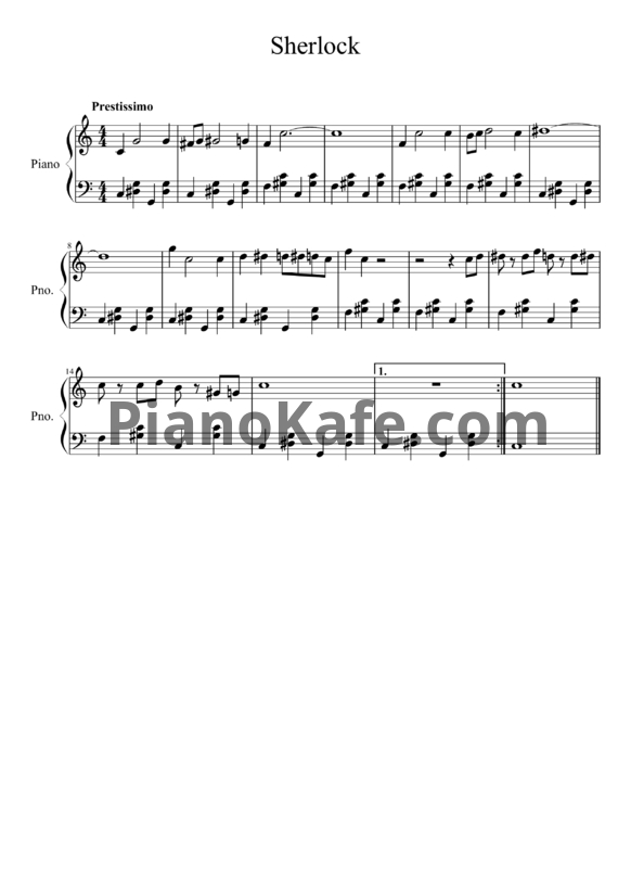 Ноты Alan Silvestri - Sherlock theme - PianoKafe.com