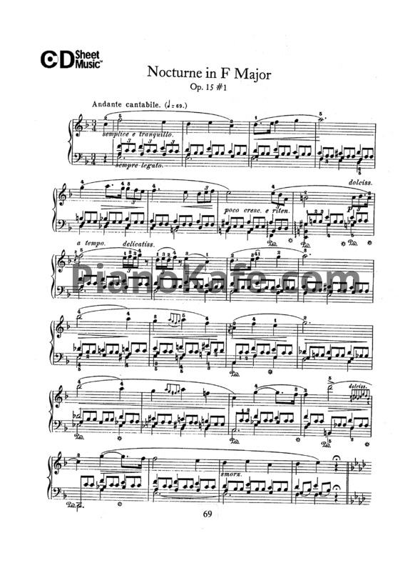 Ноты Фредерик Шопен - Ноктюрн фа мажор (Op. 15, №1) - PianoKafe.com