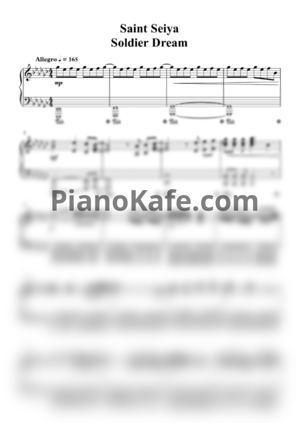 Ноты Hironobu Kageyama - Saint Seiya (Soldier Dream) - PianoKafe.com