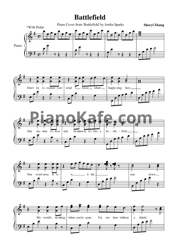 Ноты Jordin Sparks - Battlefield - PianoKafe.com