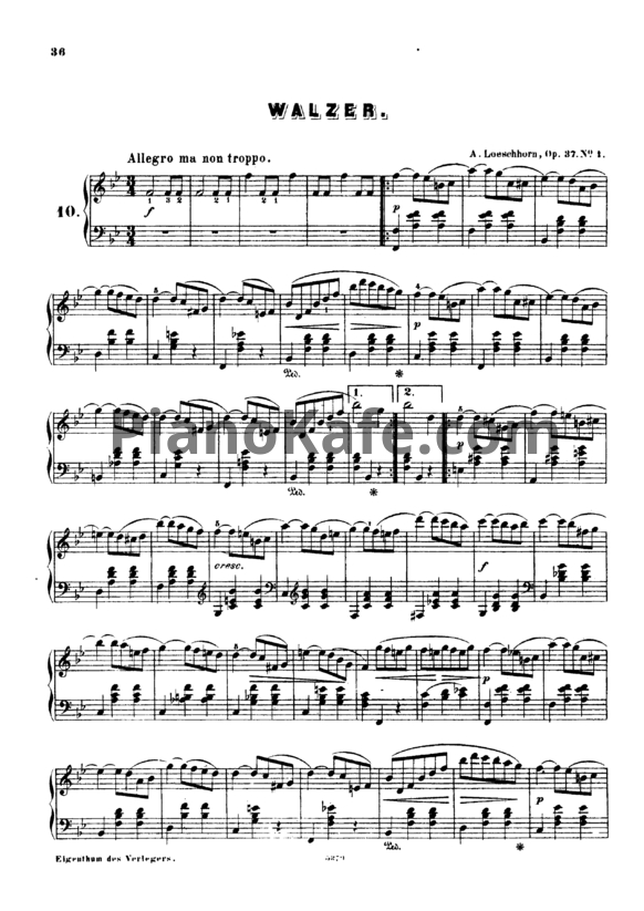Ноты Альберт Лешгорн - Вальс (Соч. 37, №1) - PianoKafe.com