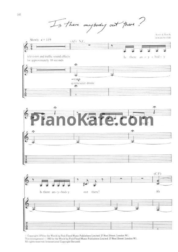 Ноты Pink Floyd - It's time anybody out there? (Guitar tabs) - PianoKafe.com