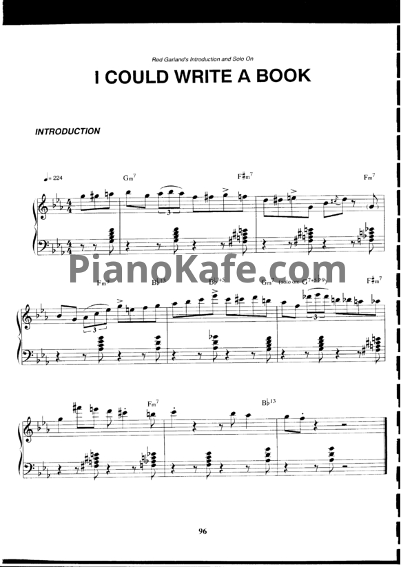 Ноты Red Garland - I could write a book (Piano solo) - PianoKafe.com