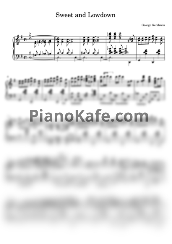 Ноты George Gershwin - Sweet and Lowdown - PianoKafe.com