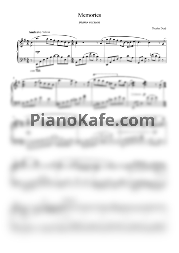 Ноты Фёдор Бирючев aka Teodor Doré - Memories - PianoKafe.com
