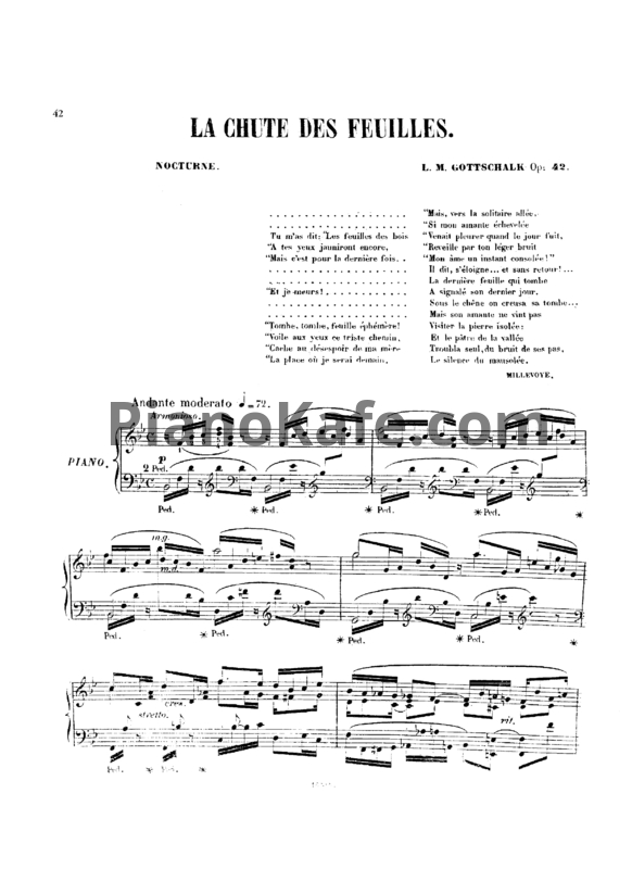 Ноты Луи Моро Готшалк - La chute des feuilles (Op. 42) - PianoKafe.com