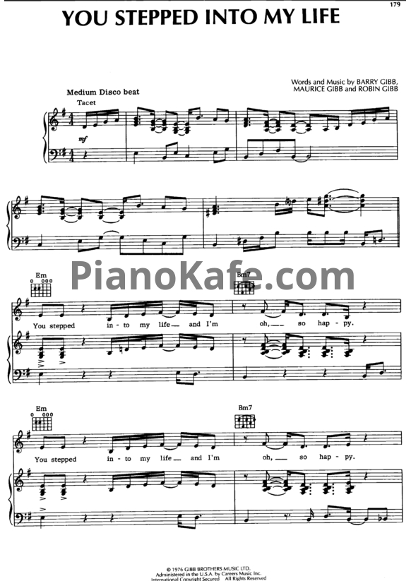 Ноты Bee Gees - You stepped into my life - PianoKafe.com