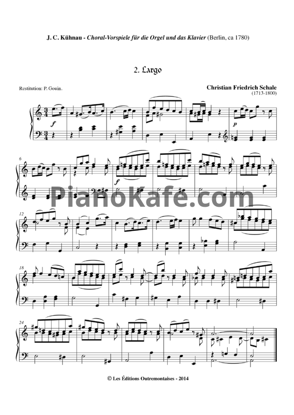 Ноты Кристиан Фридрих Шале - Ларго ля минор - PianoKafe.com